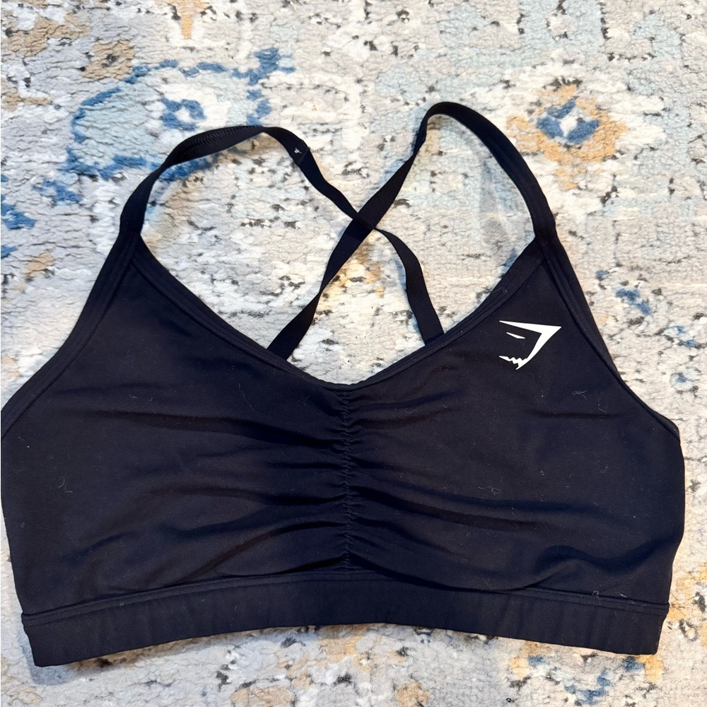Gymshark Black Training Sports Bra with White Logo